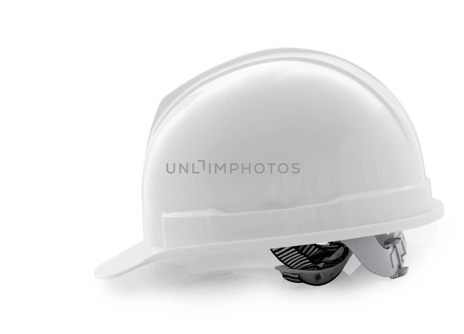 White safety helmet on white background, hard hat isolated clipping path.
