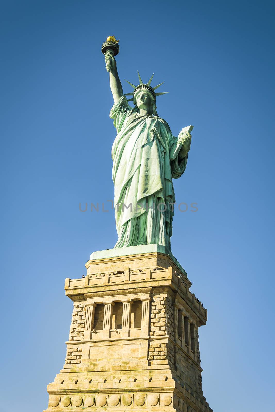 Bottom view of the famous Statue of Liberty, icon of freedom and of the United States