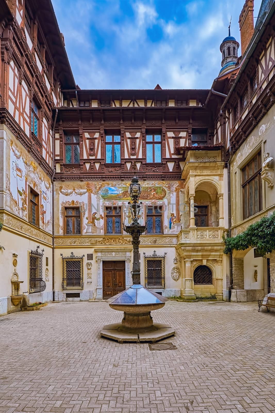 Courtyard  of an old Palace in Sinaia, Romania