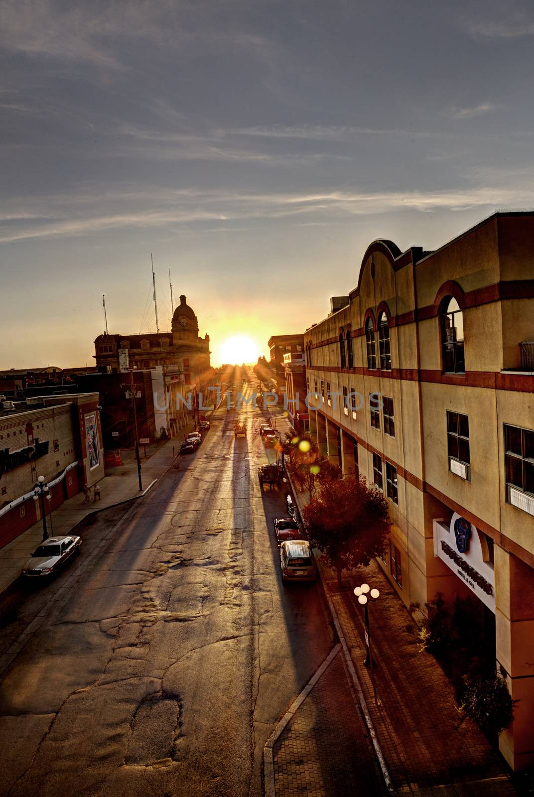 City Sunset Moose Jaw Saskatchewan Equinox downtown