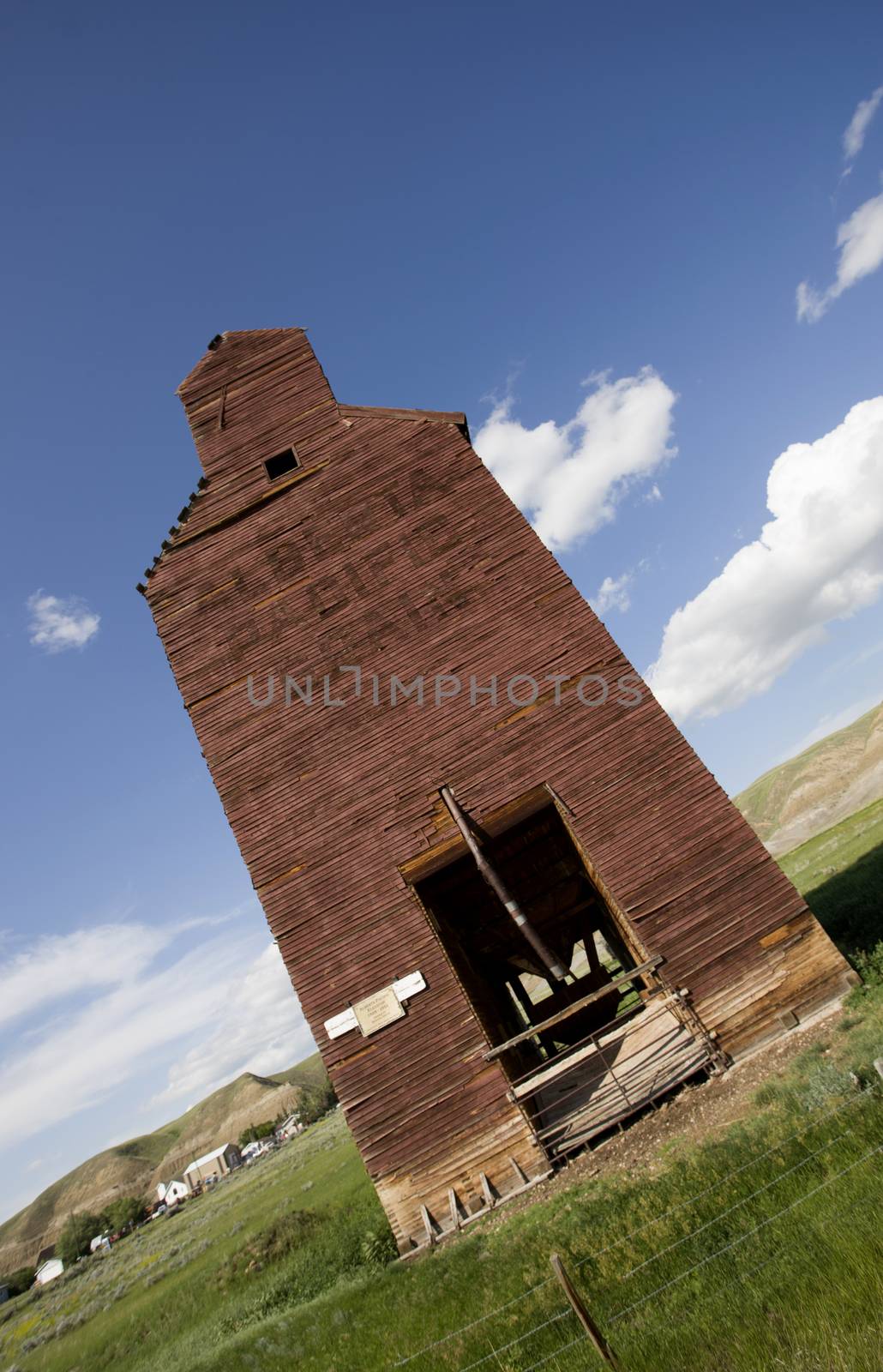 Grain Elevator Alberta Dorothy badlands abandoned blue sky