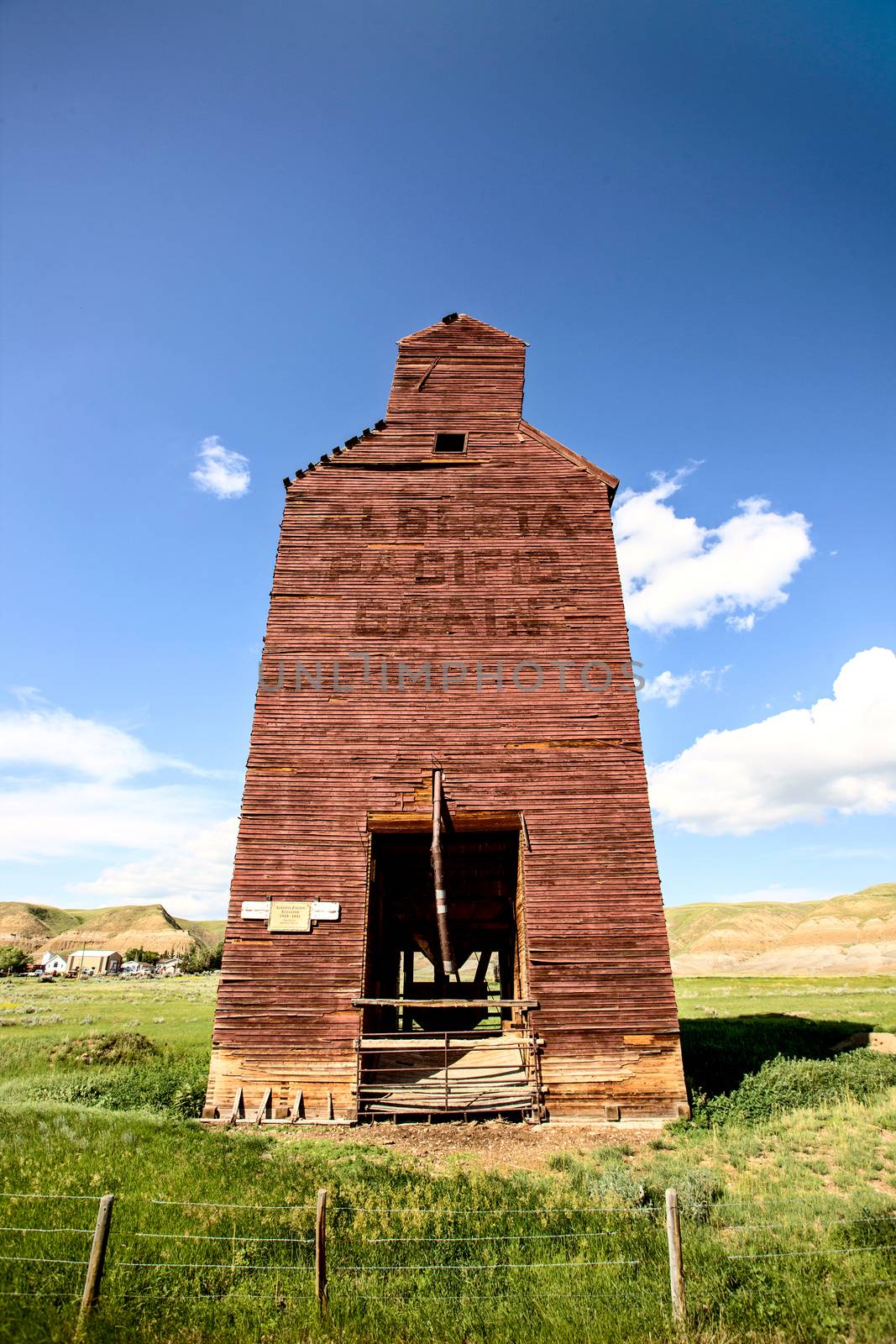 Grain Elevator Alberta Dorothy badlands abandoned blue sky