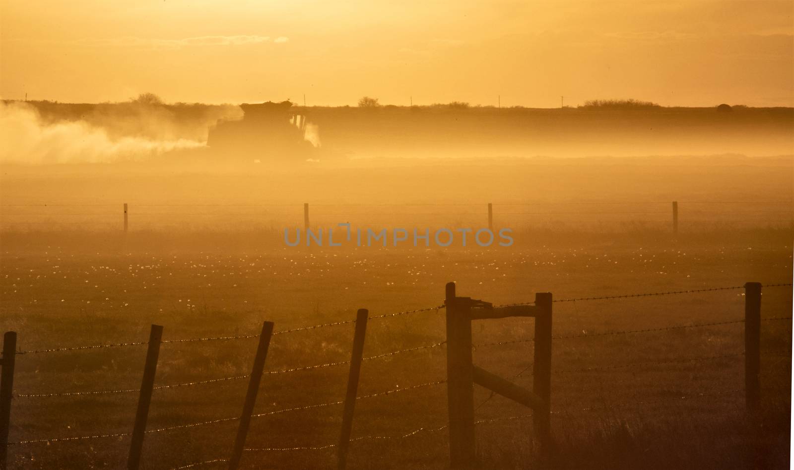 Harvest Sunset Canada Sasktchewan yellow sillouette combine