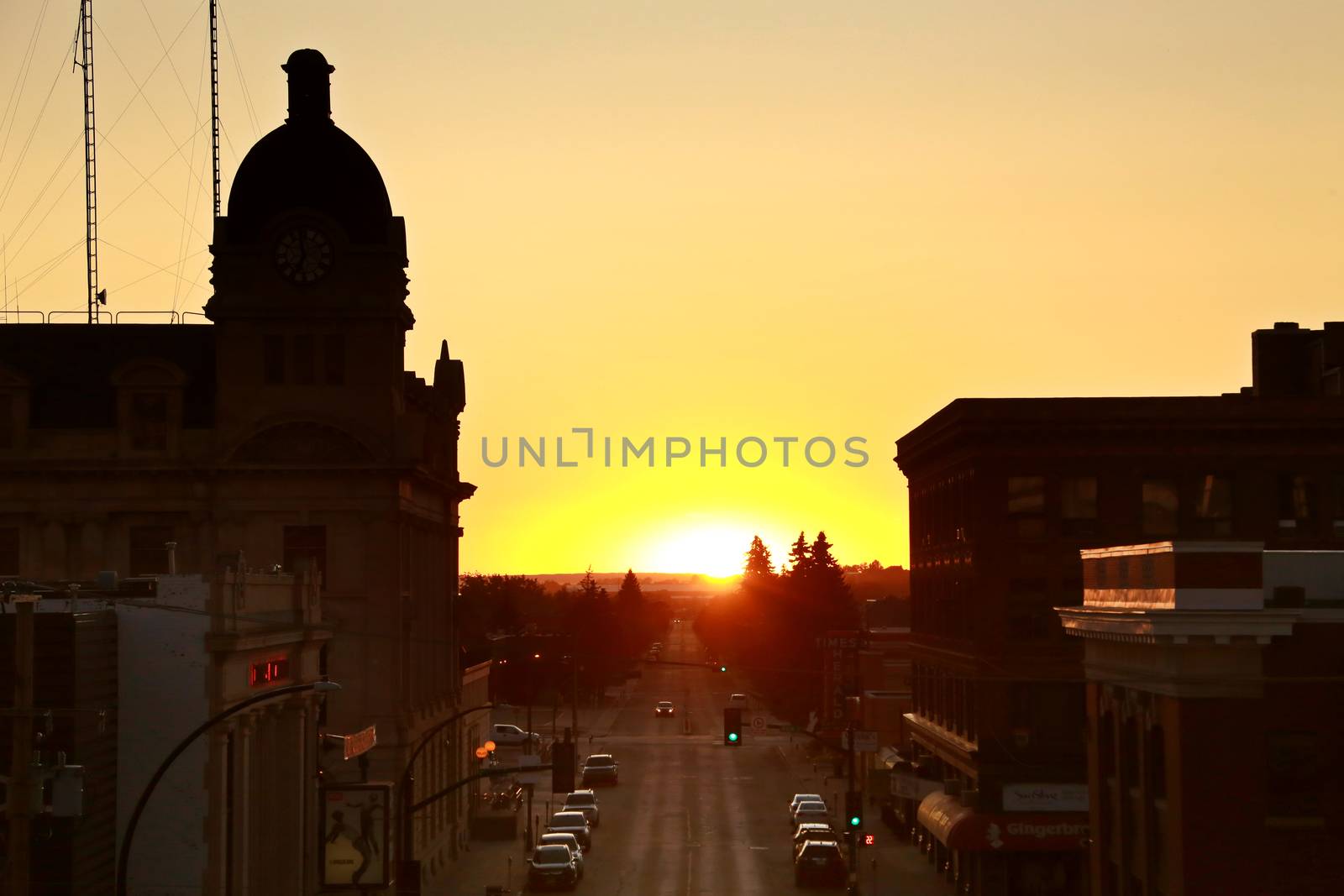 City Sunset Moose Jaw Saskatchewan Equinox downtown