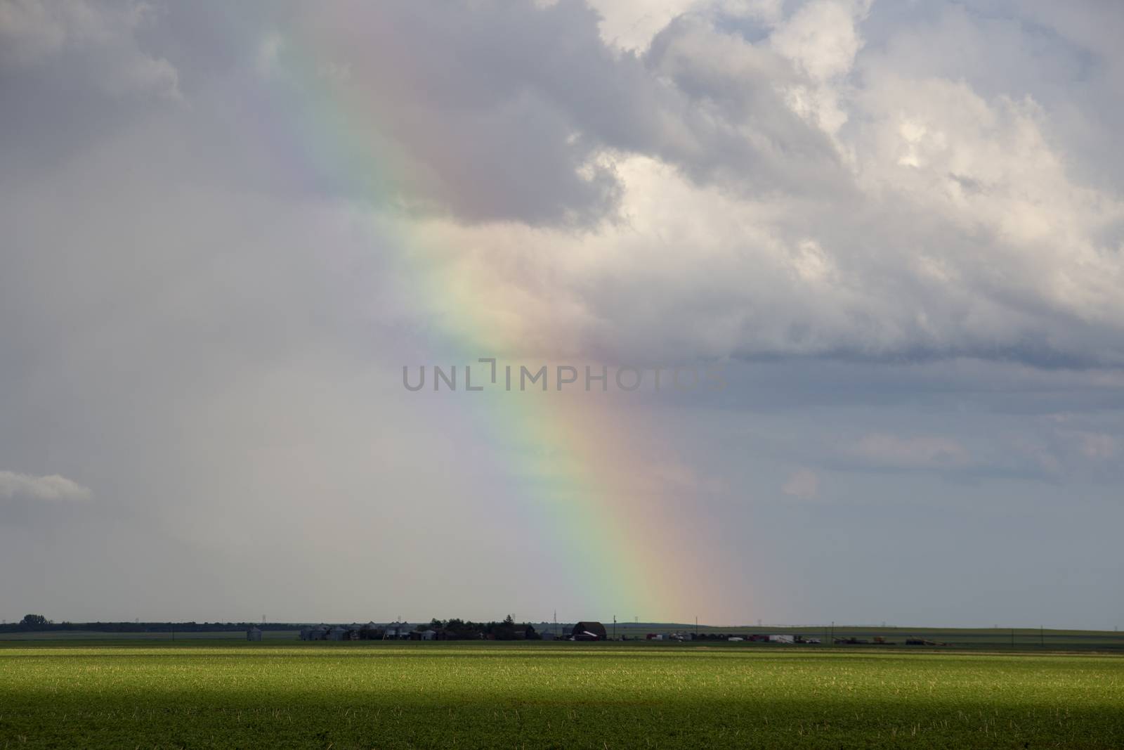 Rainbow Storm Clouds Canada Saskatchewan Dramatic Summer