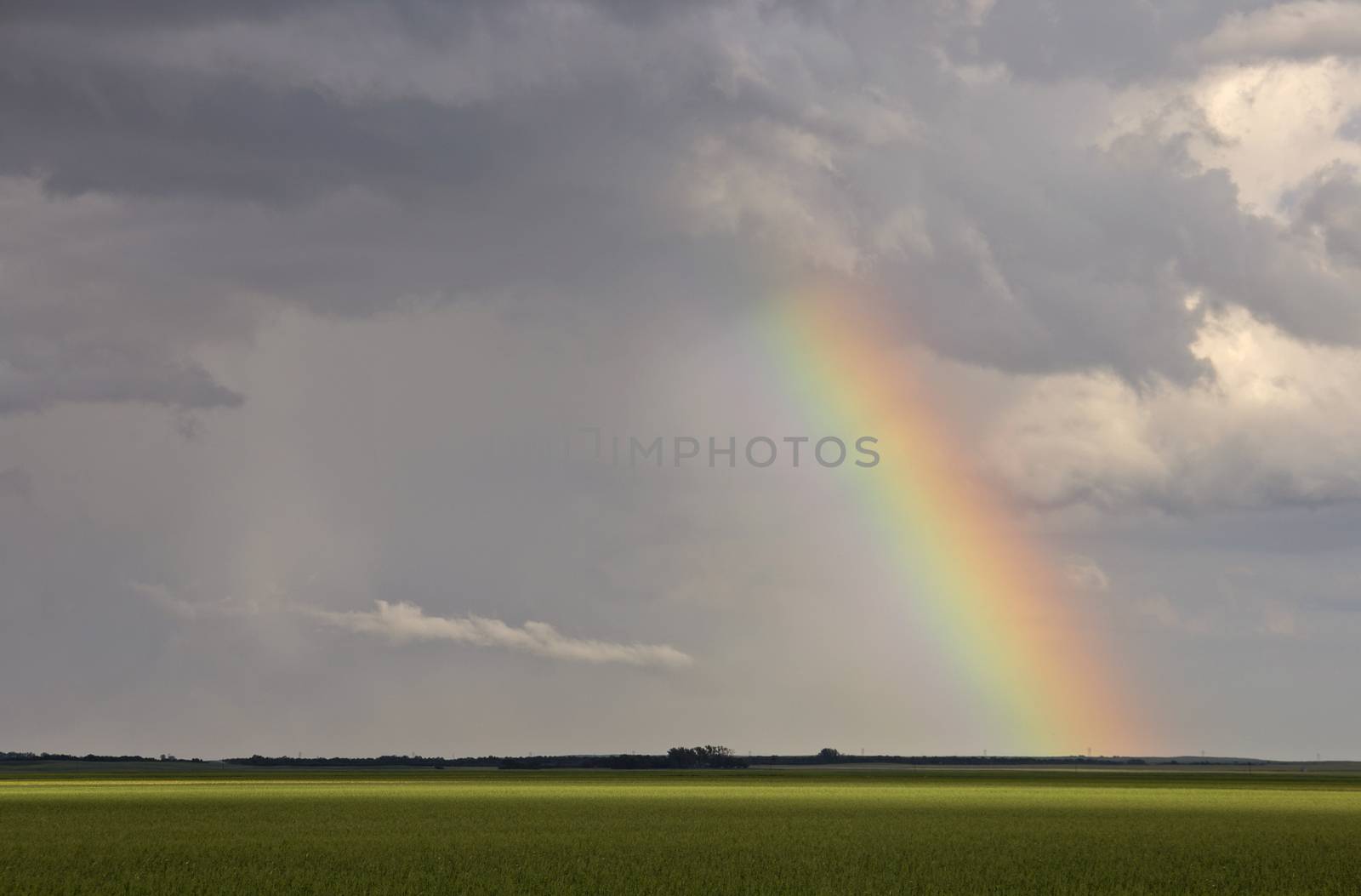 Rainbow Storm Clouds Canada Saskatchewan Dramatic Summer