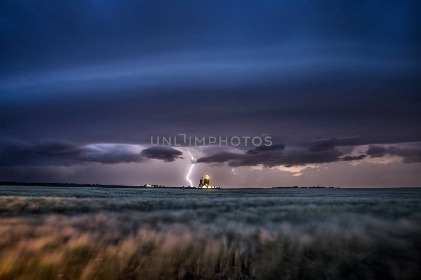 Lightning Storm Clouds Canada Saskatchewan Dramatic Summer