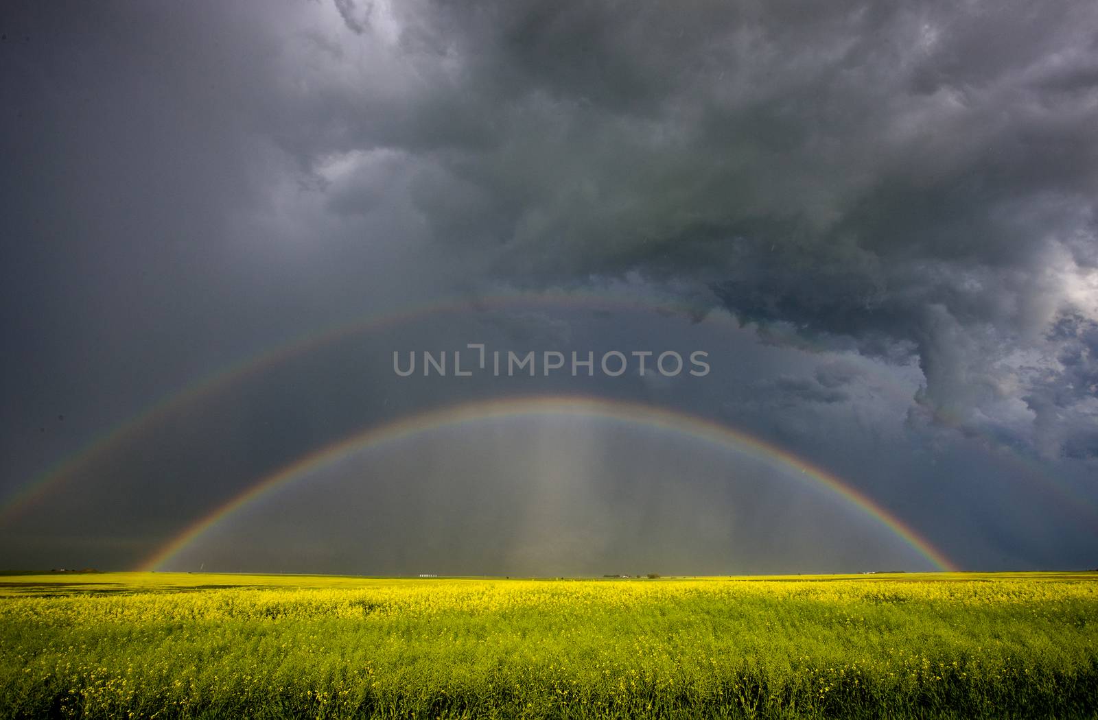 Rainbow Storm Clouds Canada Saskatchewan Dramatic Summer