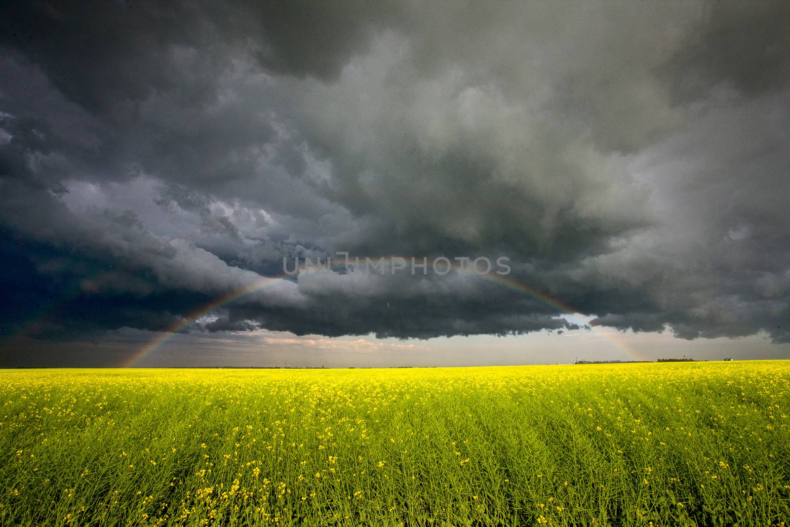 Rainbow Storm Clouds Canada Saskatchewan Dramatic Summer