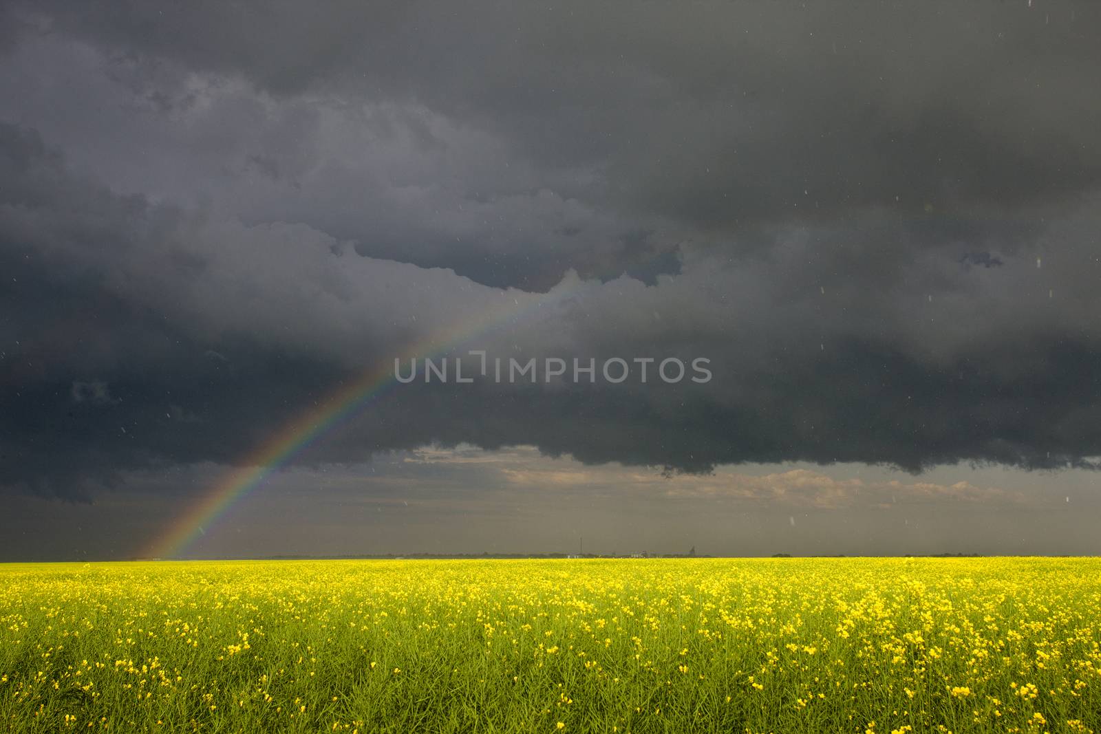 Rainbow Storm Clouds Canada Saskatchewan Dramatic Summer