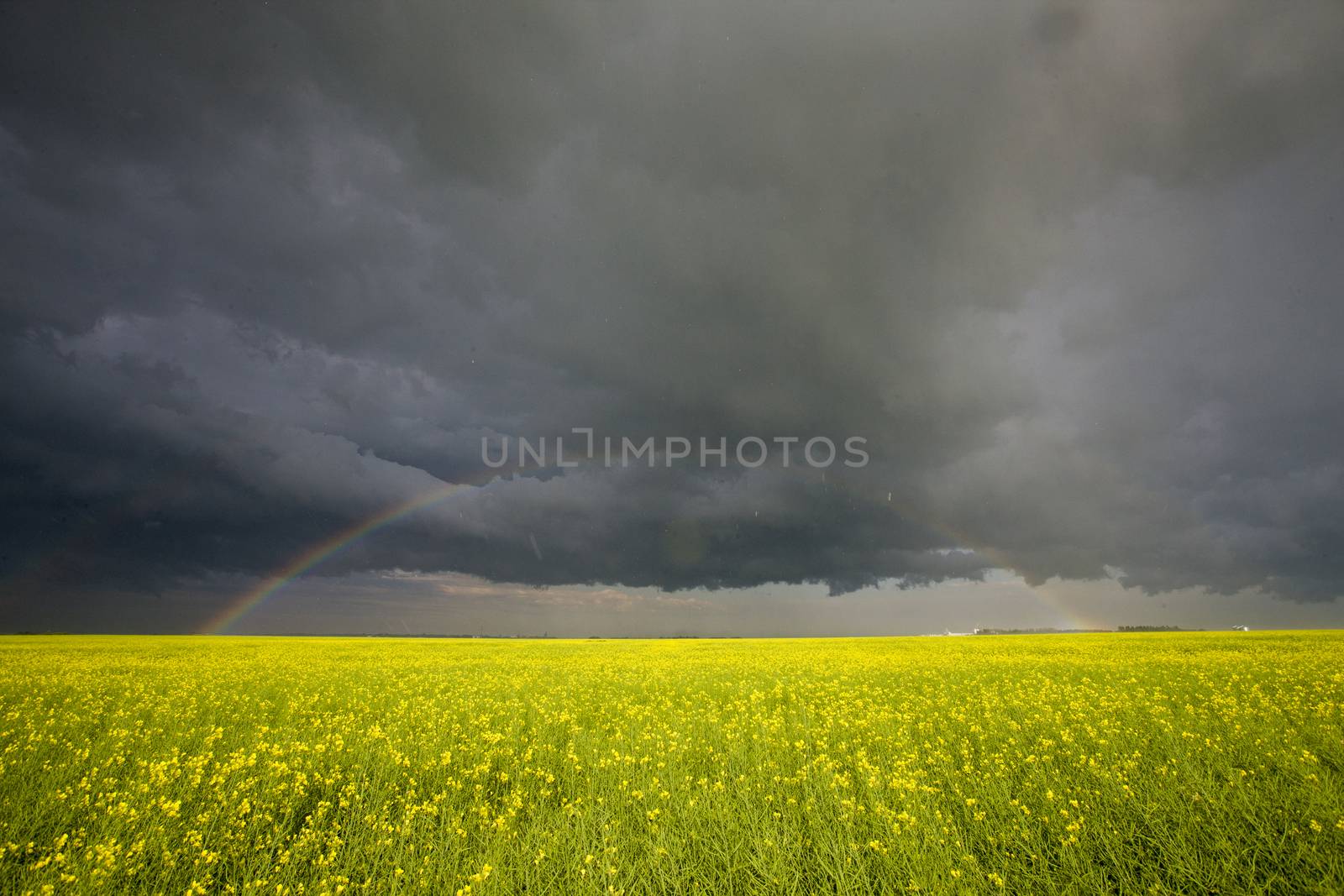 Rainbow Storm Clouds Canada Saskatchewan Dramatic Summer