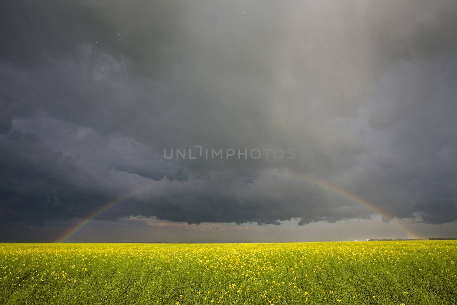 Rainbow Storm Clouds Canada Saskatchewan Dramatic Summer