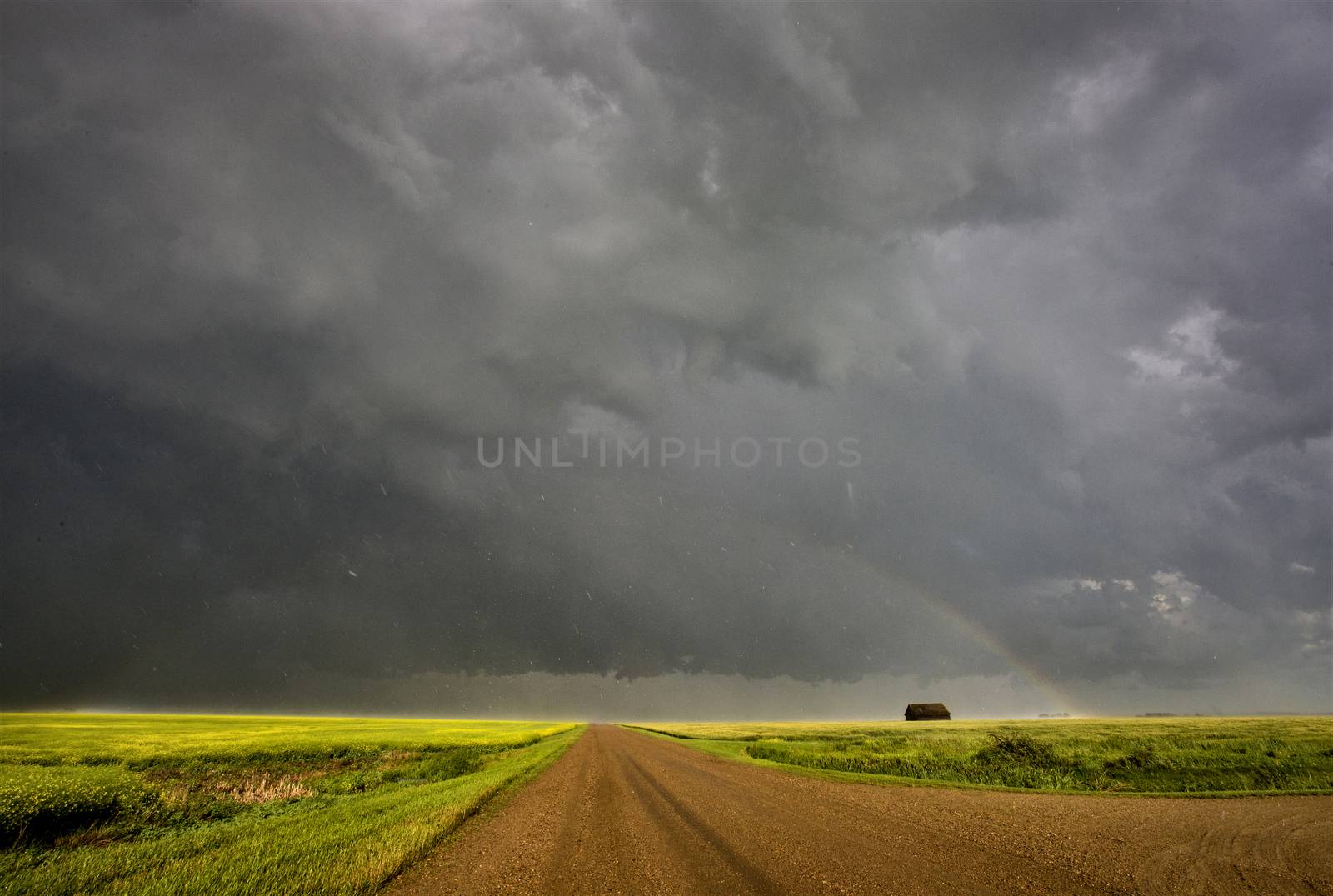 Rainbow Storm Clouds Canada Saskatchewan Dramatic Summer