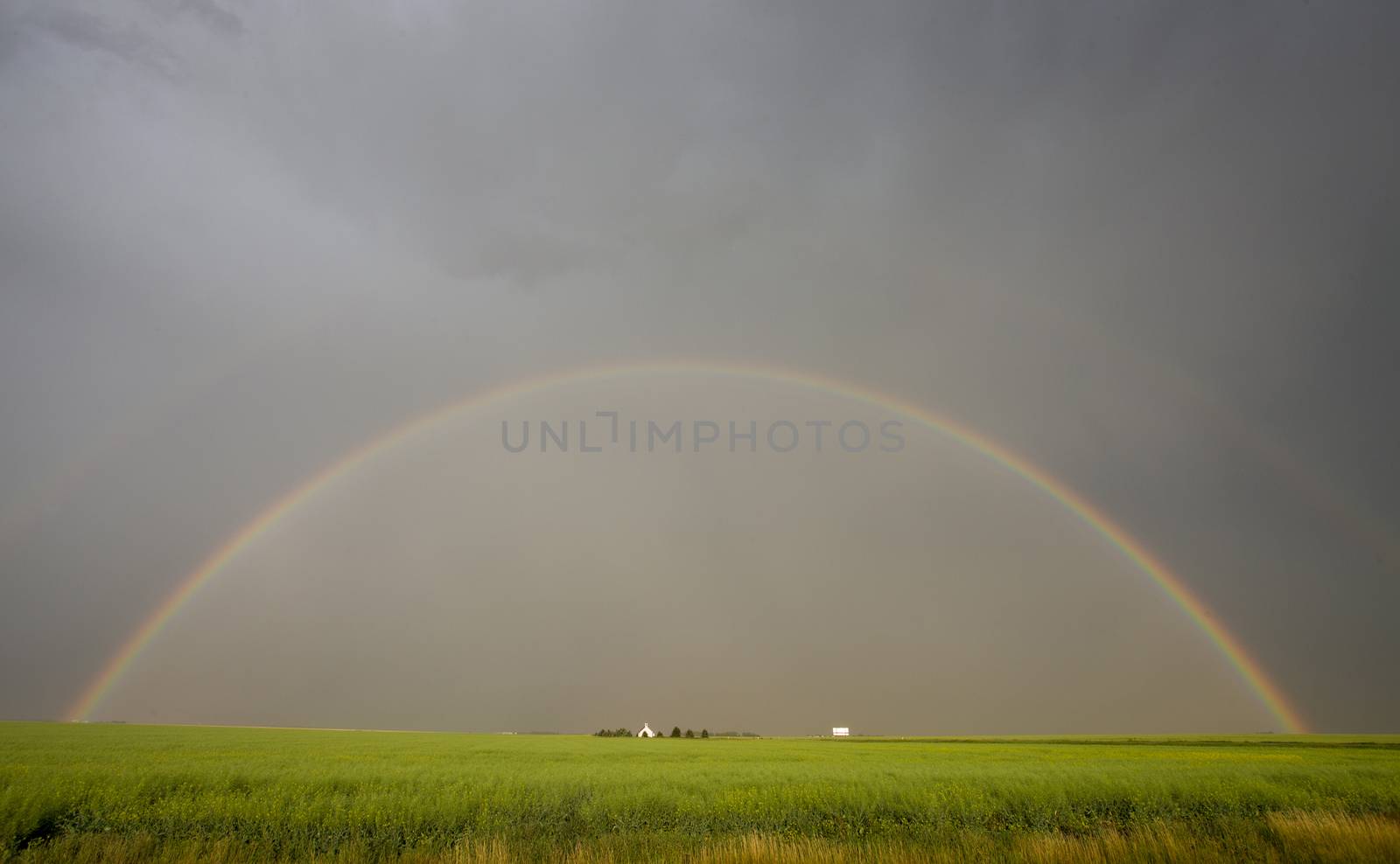Rainbow Storm Clouds Canada Saskatchewan Dramatic Summer