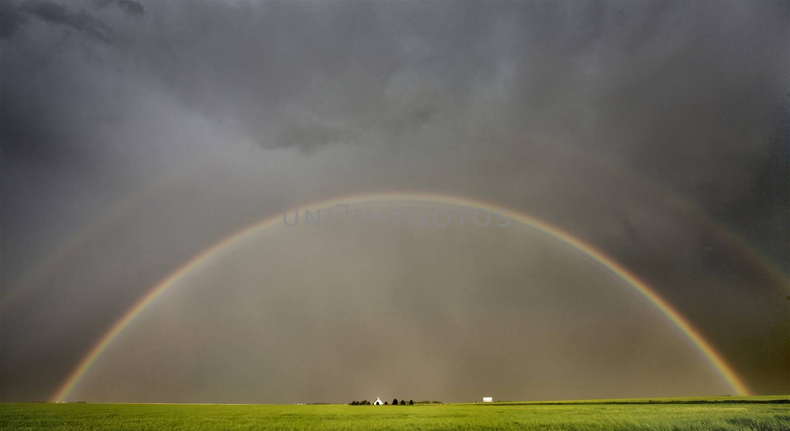 Rainbow Storm Clouds Canada Saskatchewan Dramatic Summer