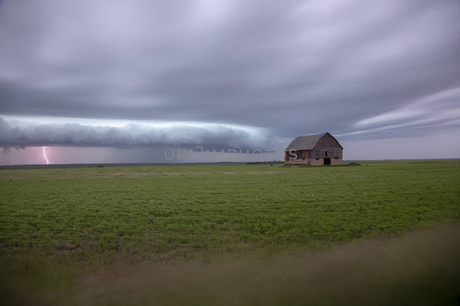 Lightning Storm Clouds Canada Saskatchewan Dramatic Summer