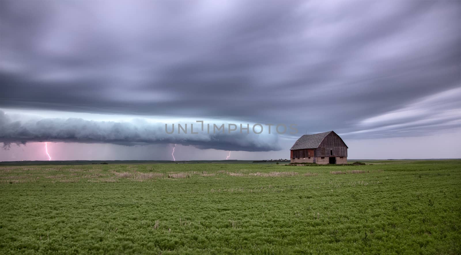 Lightning Storm Clouds Canada Saskatchewan Dramatic Summer