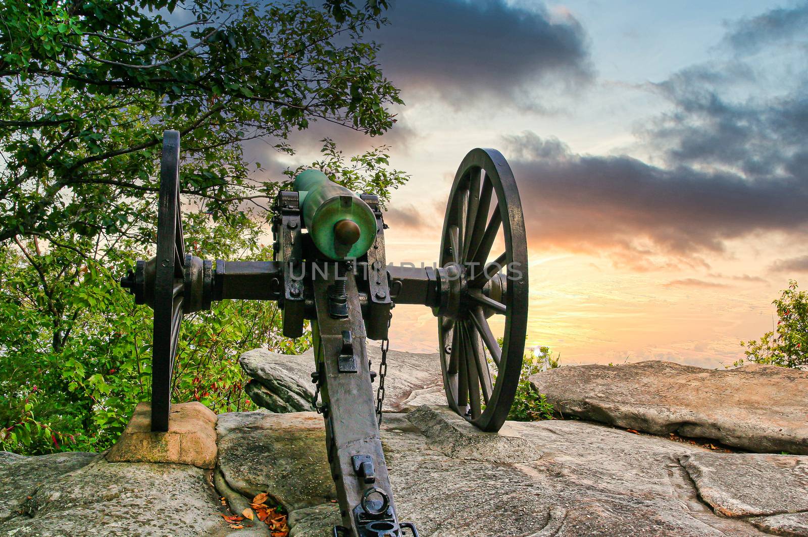 An old civil war cannon on a mountain fortification