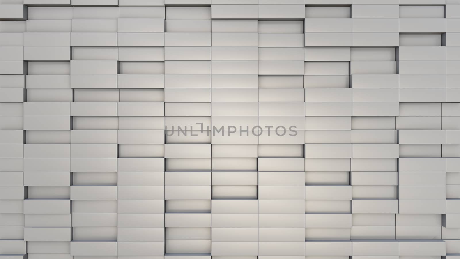 Abstract 3D illustration of white cubes background. Random displacement. Good background