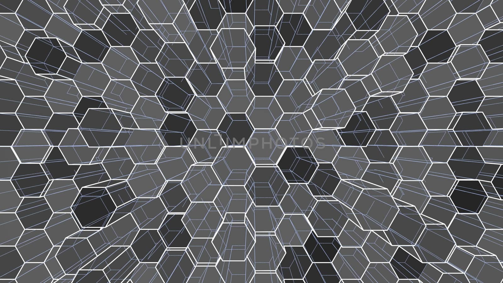 Abstract background of colorful outline hexagons by cherezoff