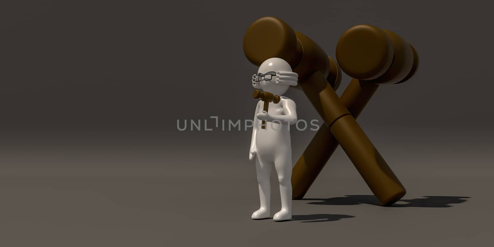 3d illustrator, 3d rendering of the  Judge and hammer.