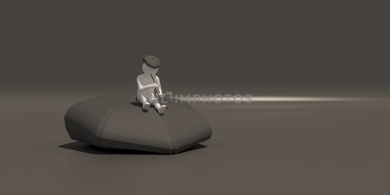 3d illustrator, 3d rendering of the artist is drawing.