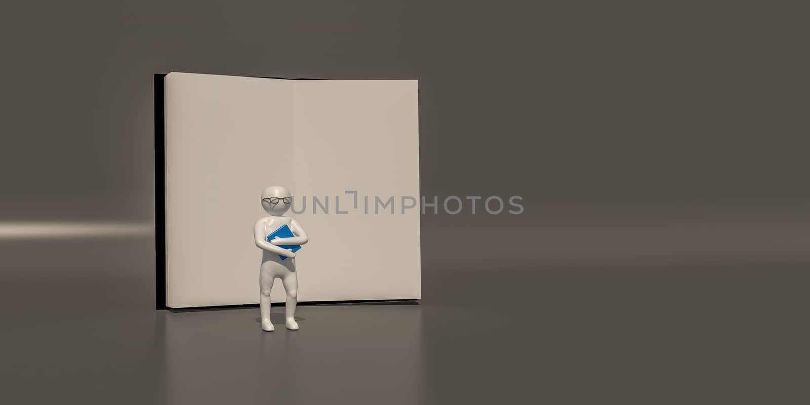 3d illustrator, 3d rendering of the Teacher and book.