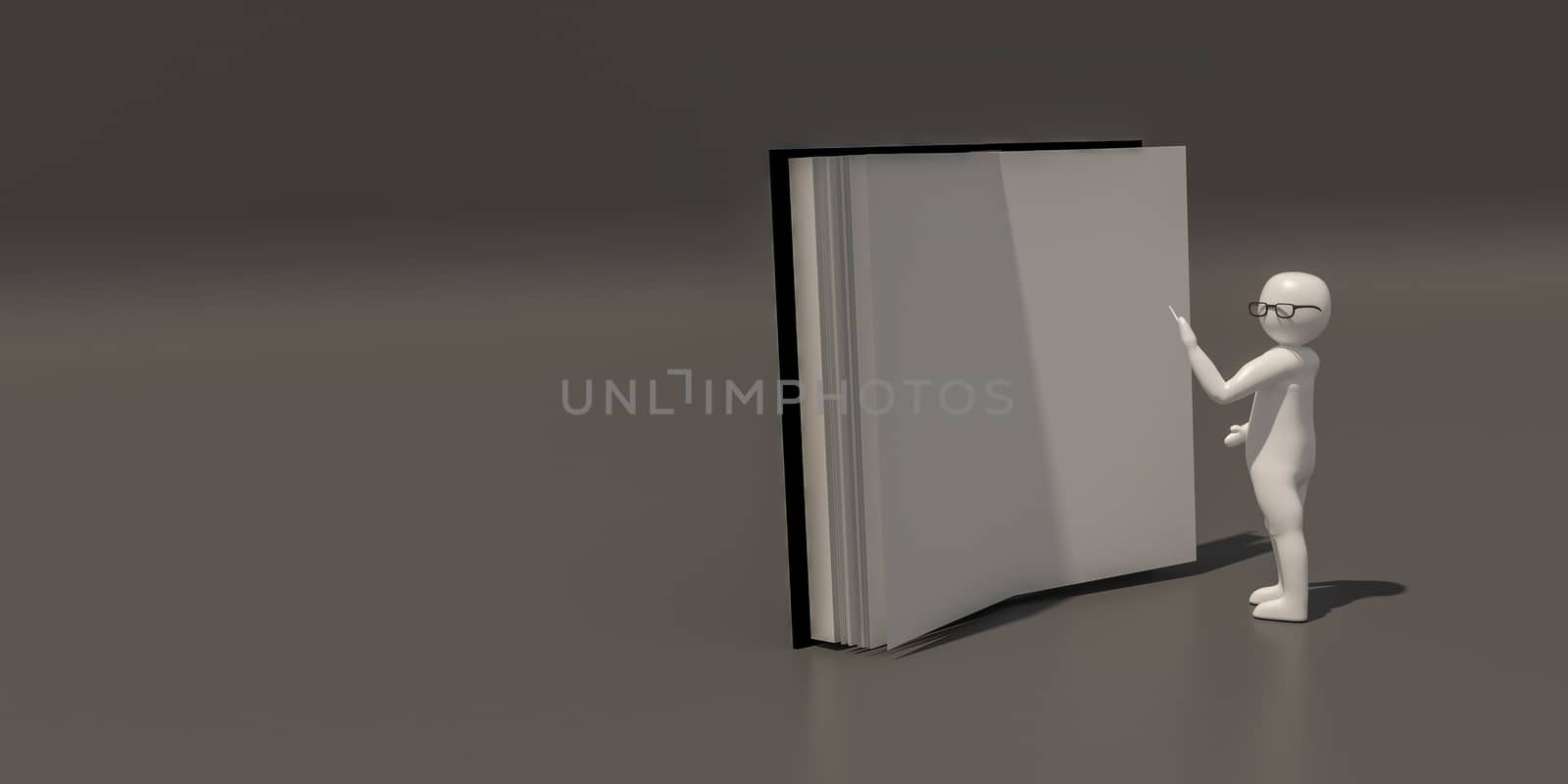 3d illustrator, 3d rendering of the Teacher and book.