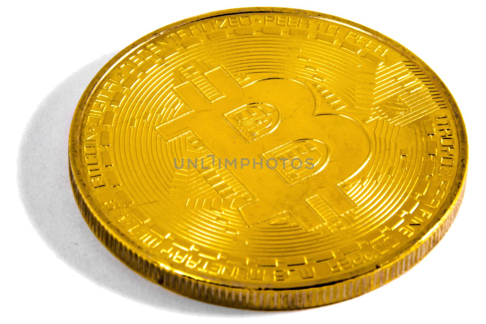Bitcoin golden isolated on white background clipping path