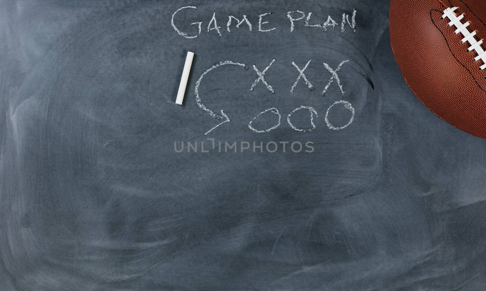 American football with game plan on chalkboard setting  by tab1962