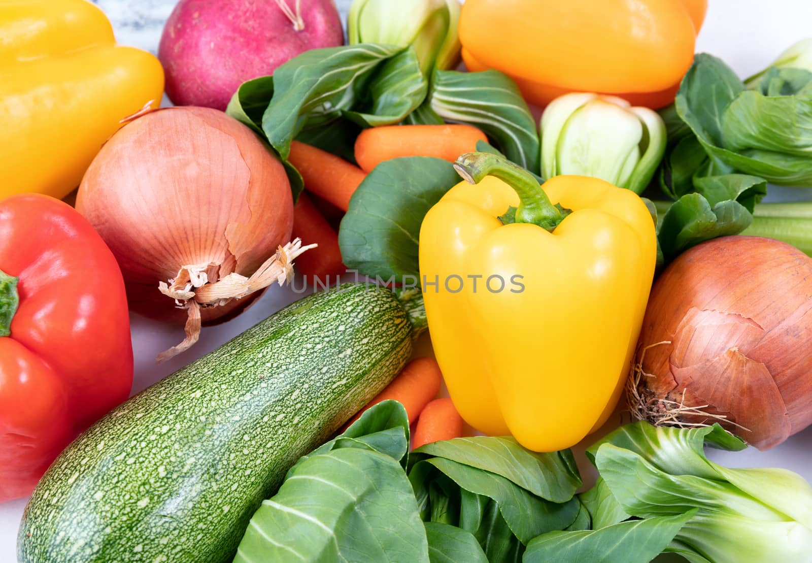 Filled frame view of organic vegetables for healthy diet concept by tab1962