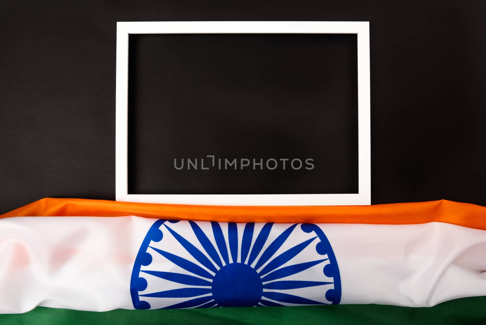 Indian republic day, flat lay top view, Indian flag and photo fr by Sorapop