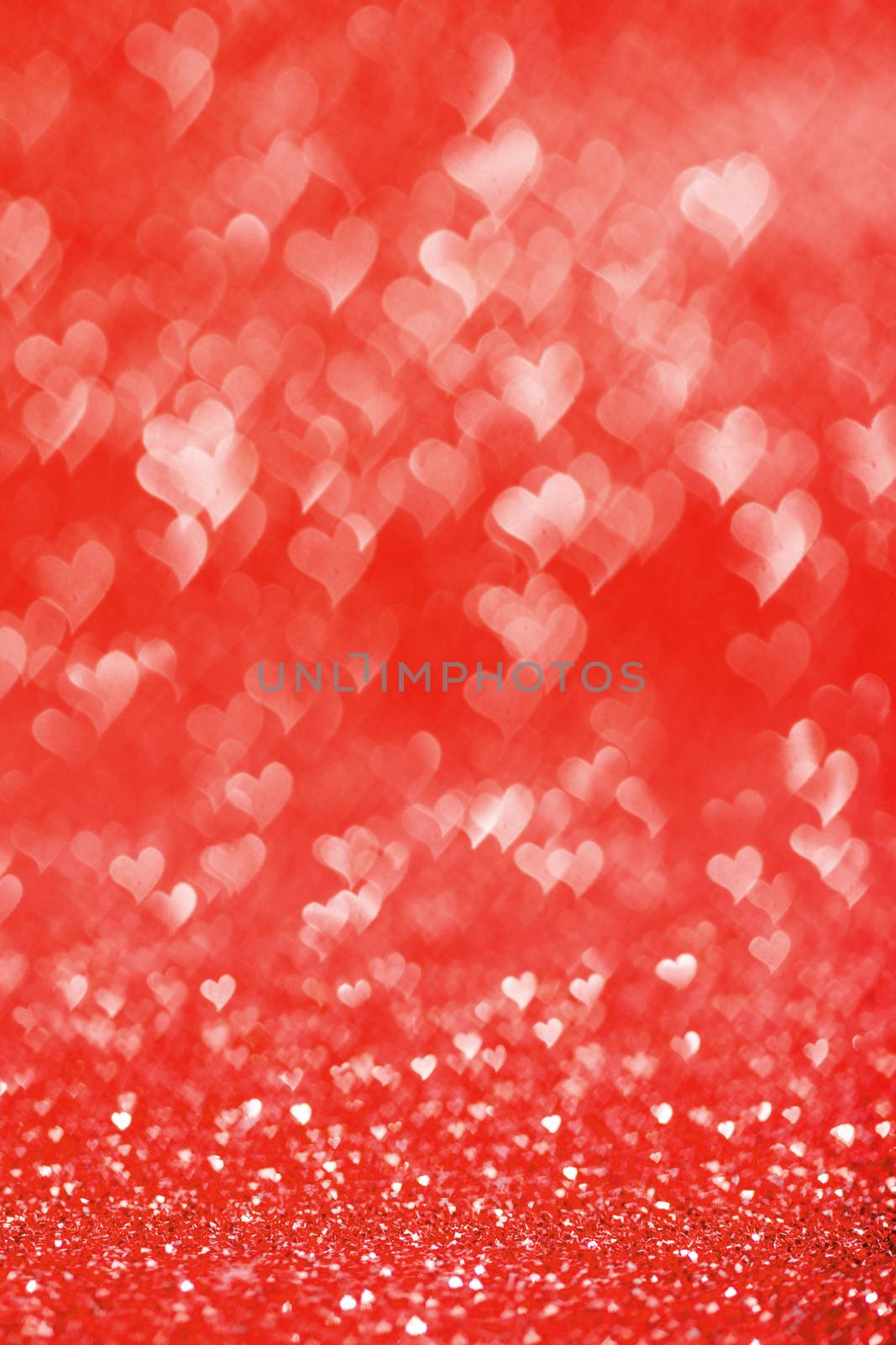 Shiny red heart lights background by Yellowj
