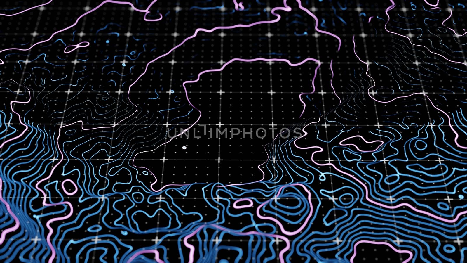 Technological glowing topographical map by cherezoff