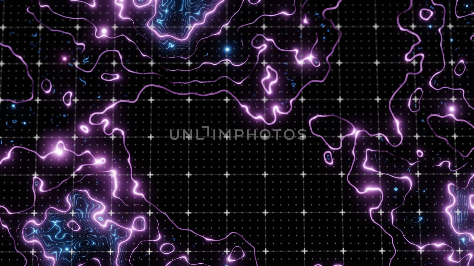 Abstract technological image of glowing topographical map. The concept of digital data. 3D illustration