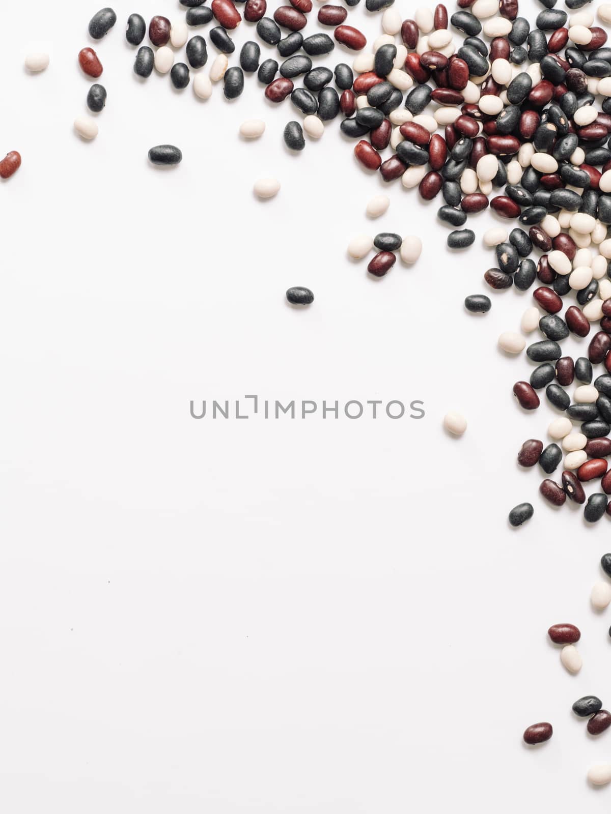 Top view of raw mixed beans with copy space by fascinadora