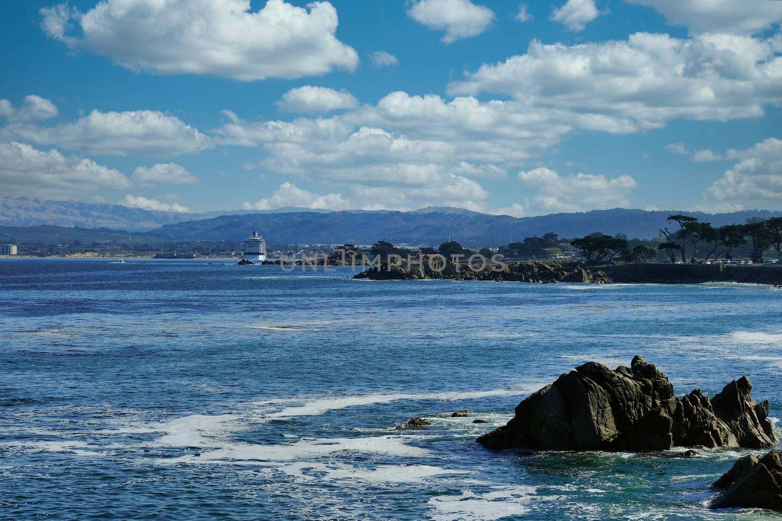 Cruise Ship in Distance in Monterey