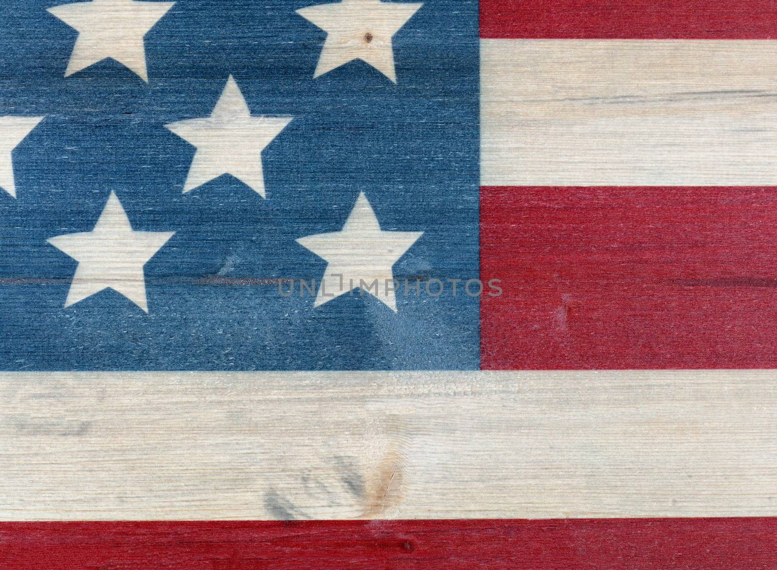 United States flag painted on vintage wooden background by tab1962