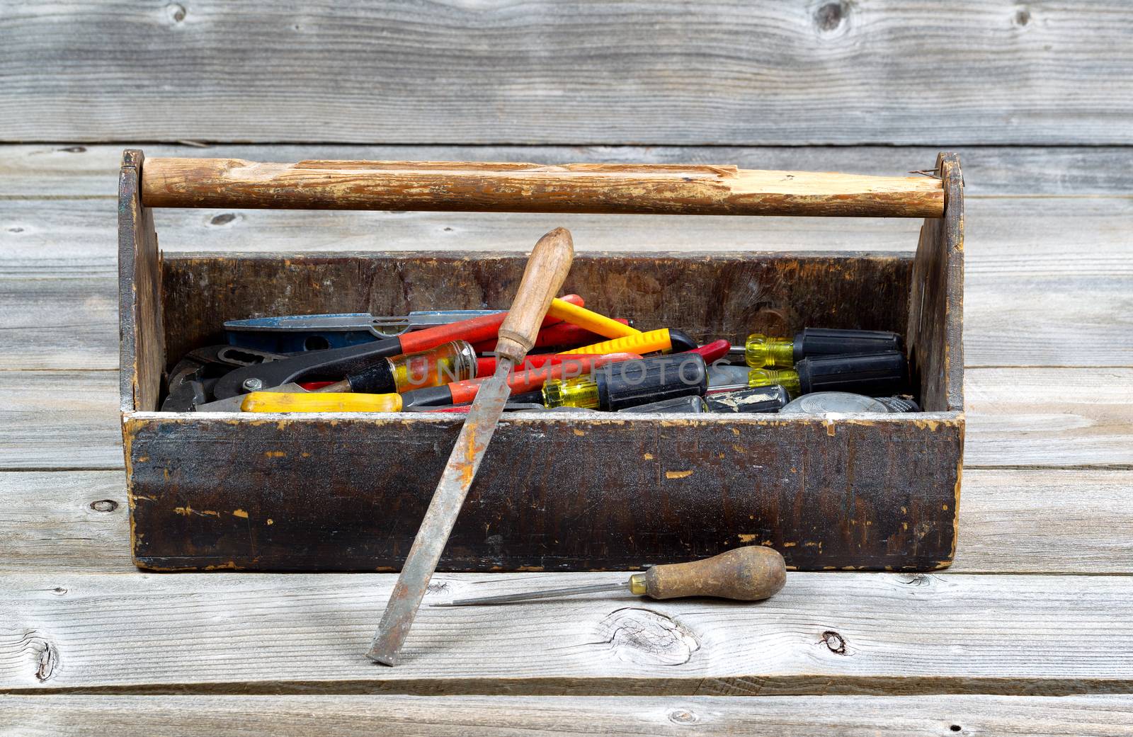 Vintage Toolbox filled with work Tools  by tab1962