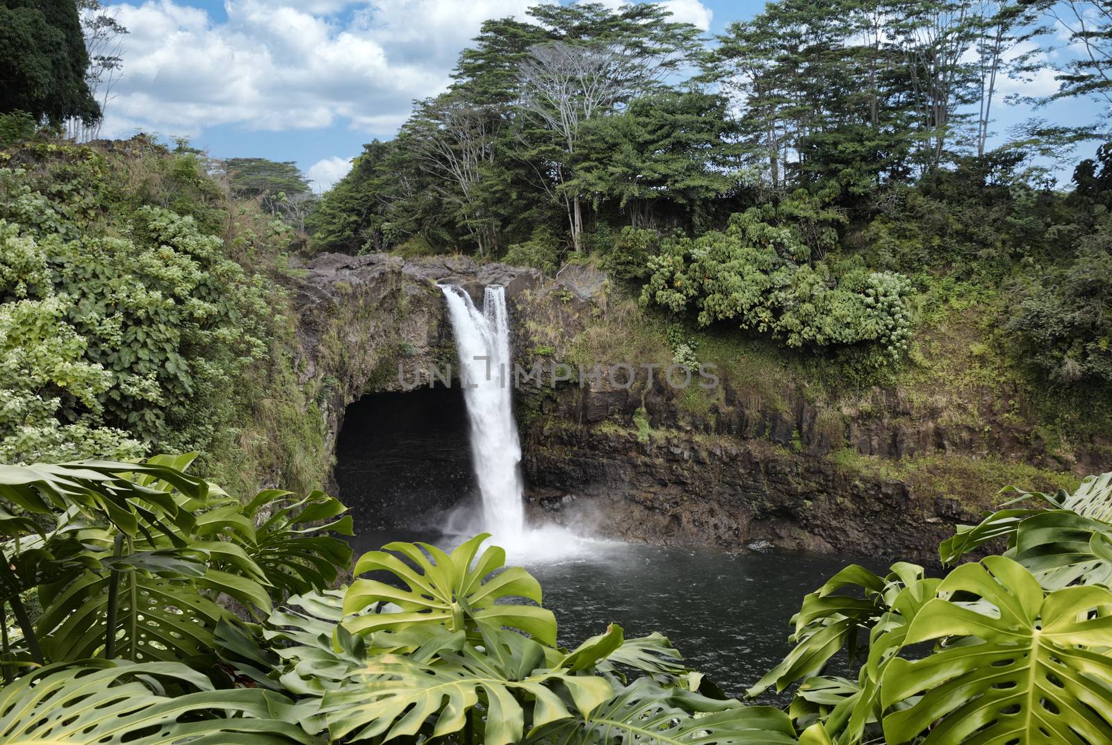 Scenic rainbow falls in Hilo Hawaii of United States 