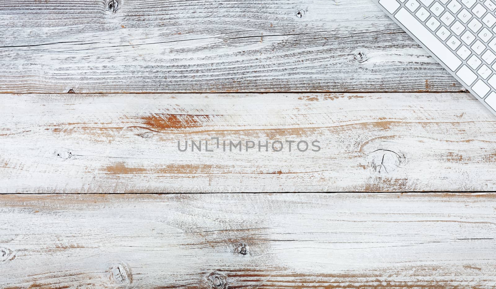 Top view white rustic desk with copy space  by tab1962