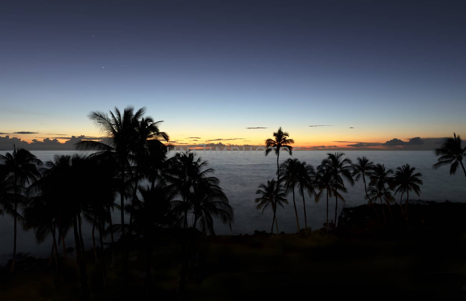 Tropical ocean with fading sunset and stars  by tab1962