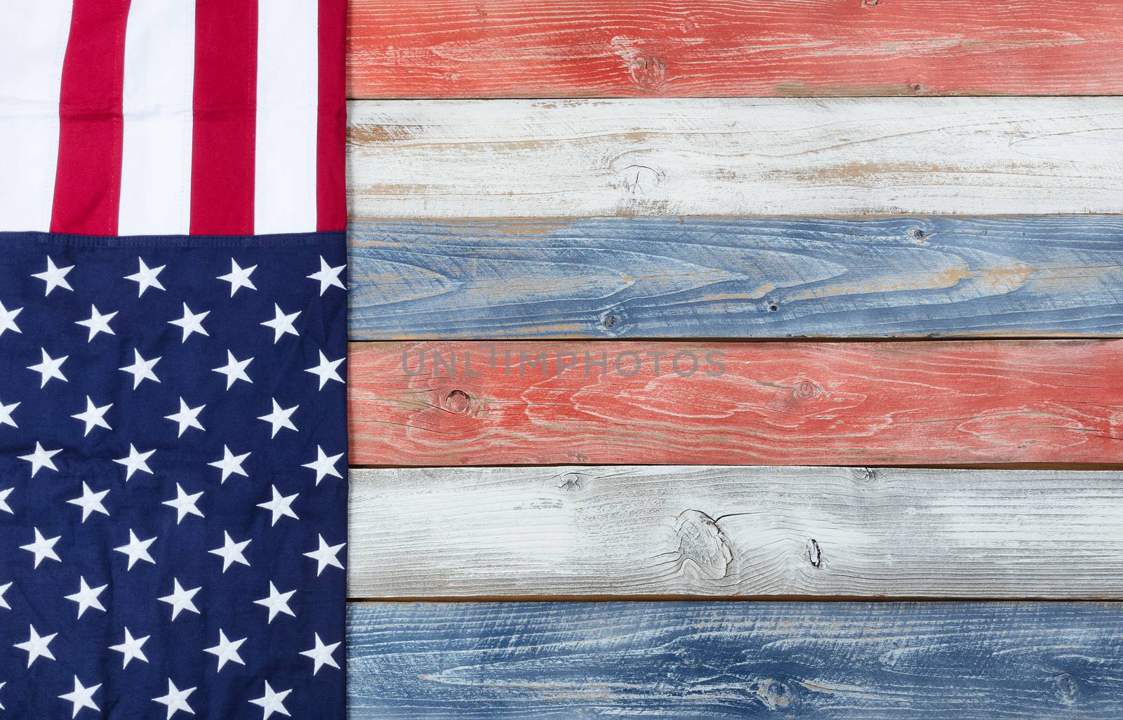 United States Flag and traditional US colors for holiday background