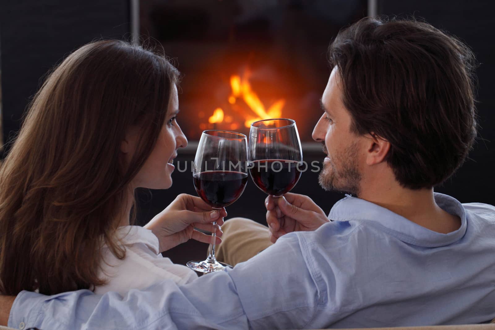 Couple drinking wine Valentines day by ALotOfPeople