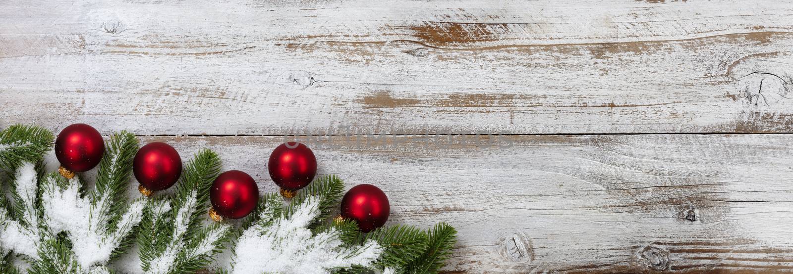 Winter holiday concept on white weathered wood for Christmas and New Year  