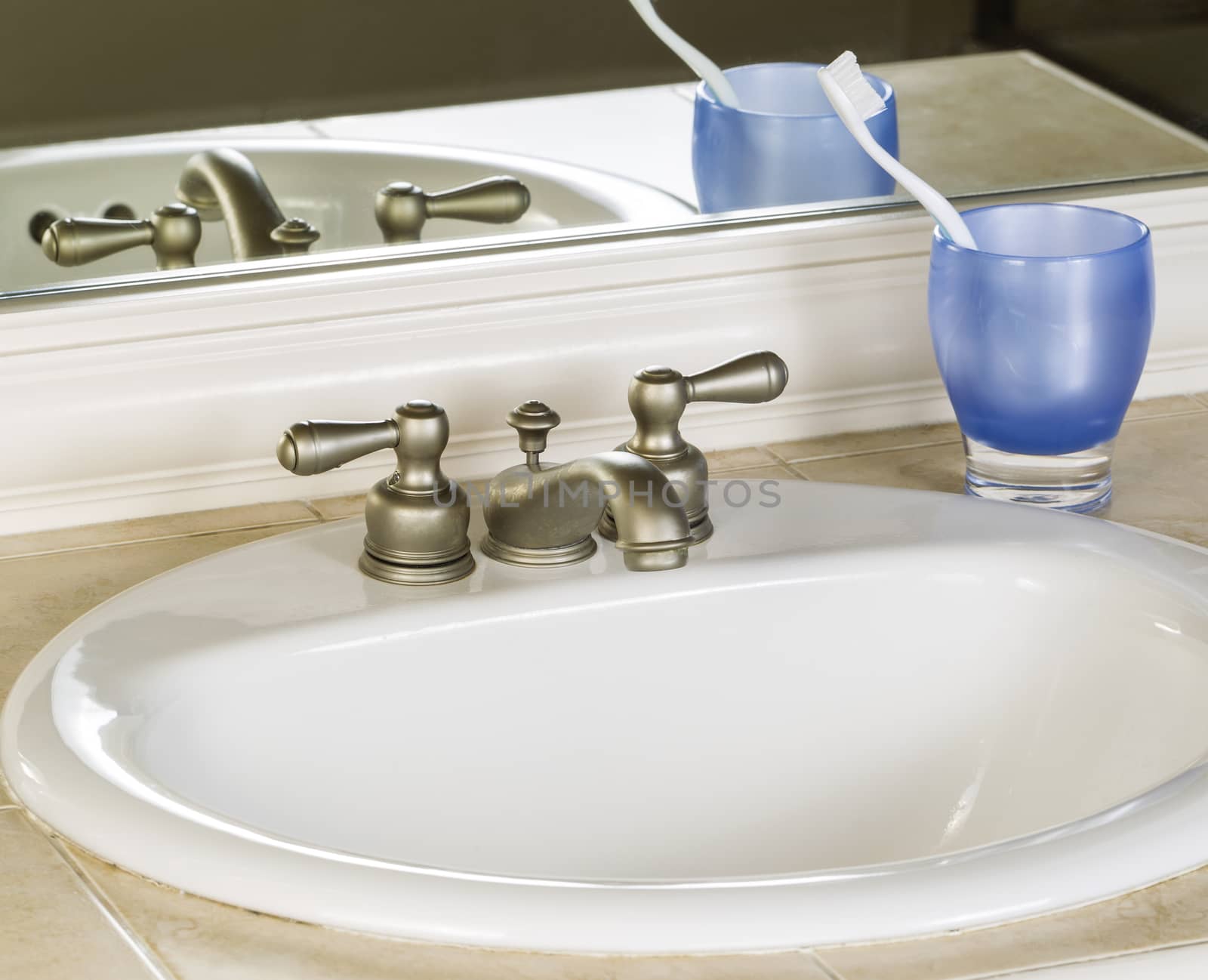 White Bathroom Sink and Faucet  by tab1962