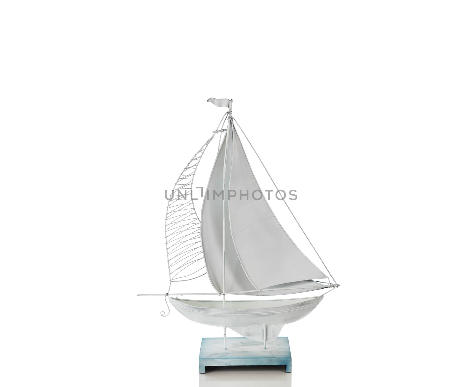 Sailboat made of metal isolated on a white background  by tab1962