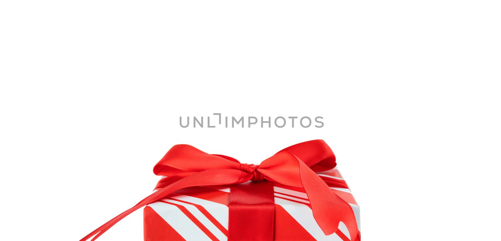 Top of Christmas gift box isolated on pure white background with by tab1962