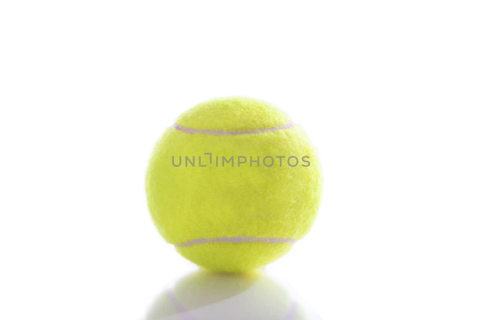 Tennis ball isolated on pure white background with reflection  by tab1962