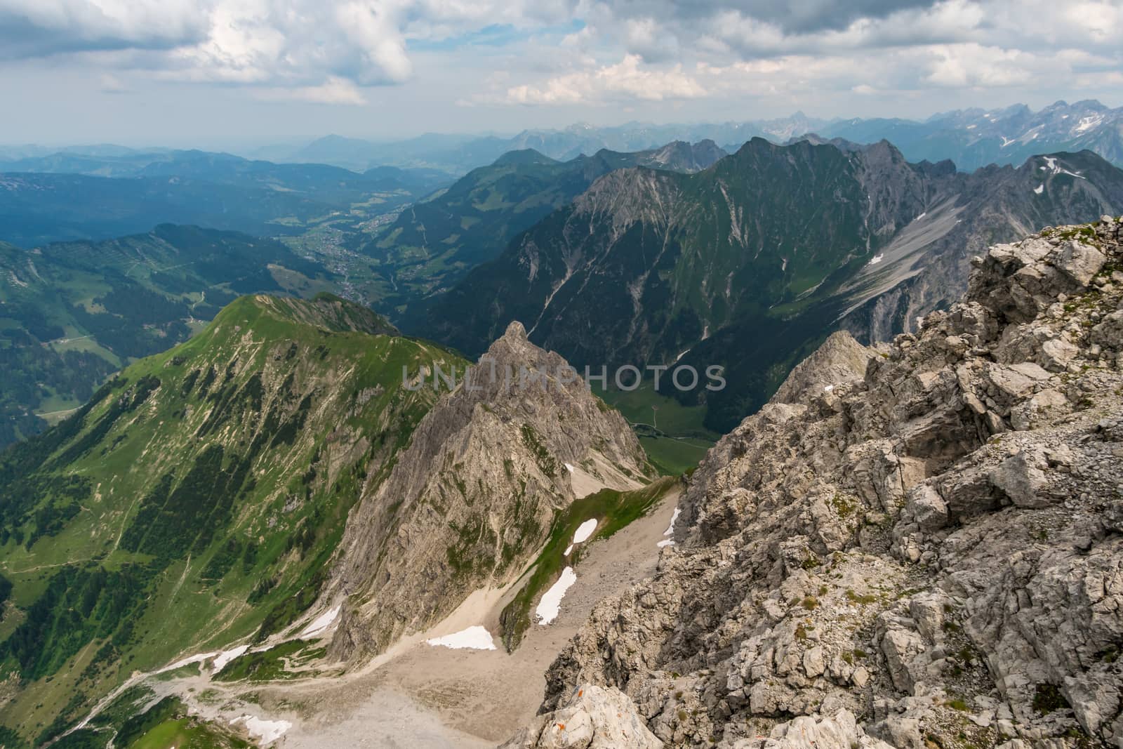 Beautiful mountain hike on the Great Widderstein in the Allgäu Alps in the Kleinwalsertal